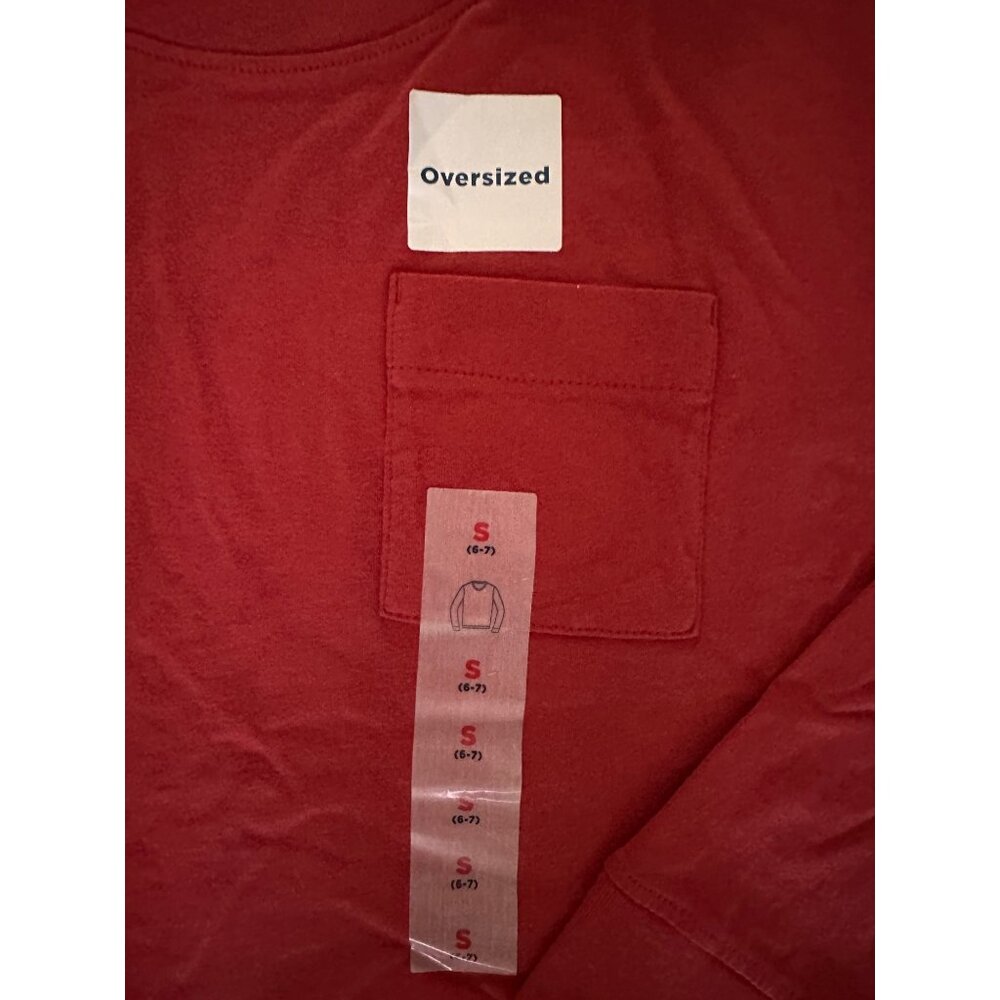 Old navy oversized red long sleeve tshirt size s 6-7 - Picture 2 of 3